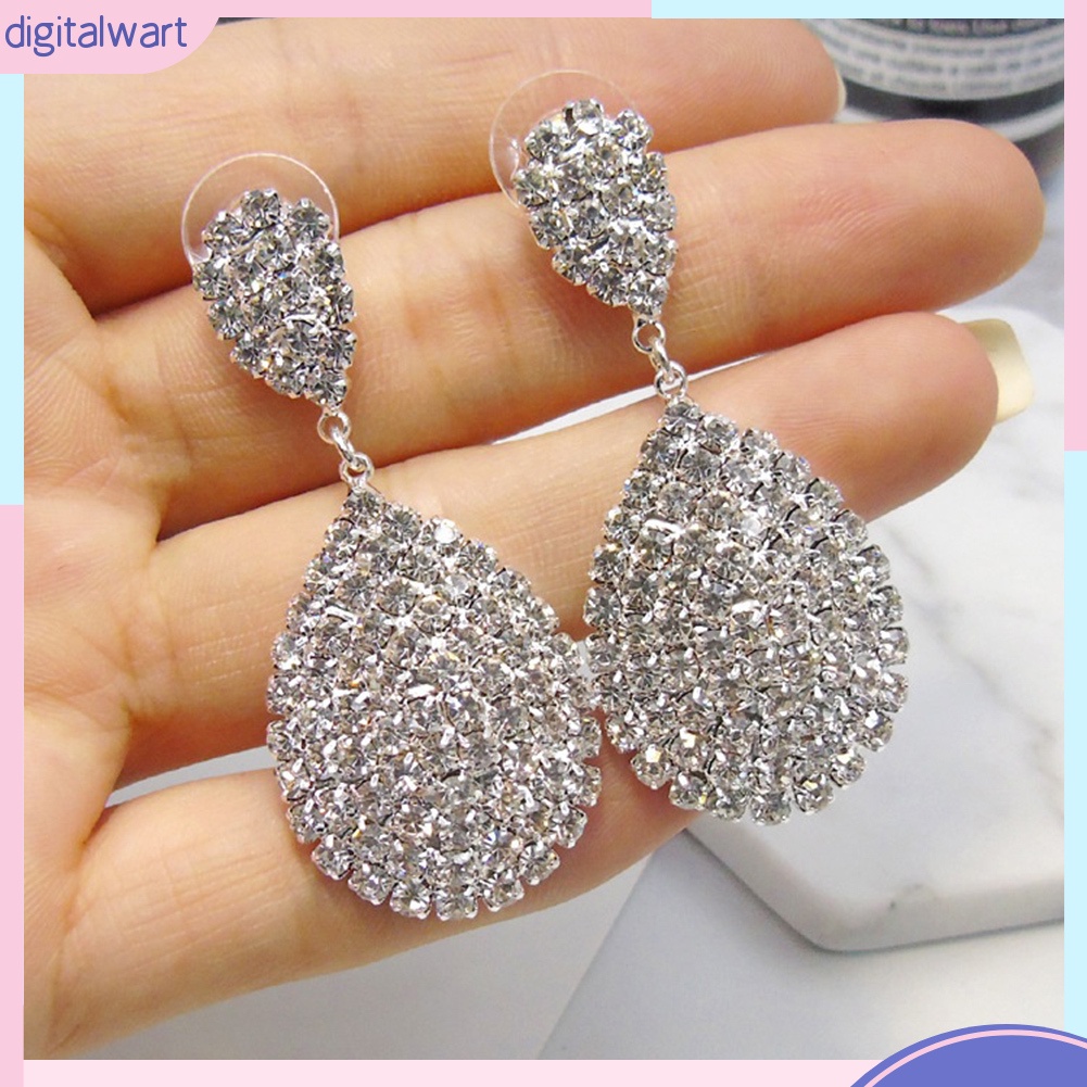 Khuyên Tai Đính Đá Hình Giọt Nước Thời Trang Thanh Lịch Dành Cho Nữ