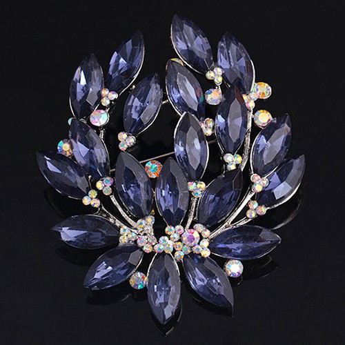 Trâm cài hình hoa đính đá Sapphire thời trang