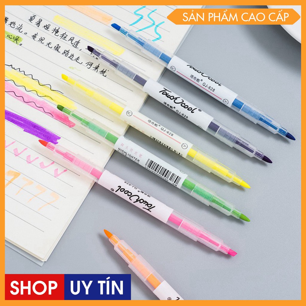 Túi bút dạ - bút highlighter 6 bút 12 màu Touchcool - bút highlighter đánh dấu
