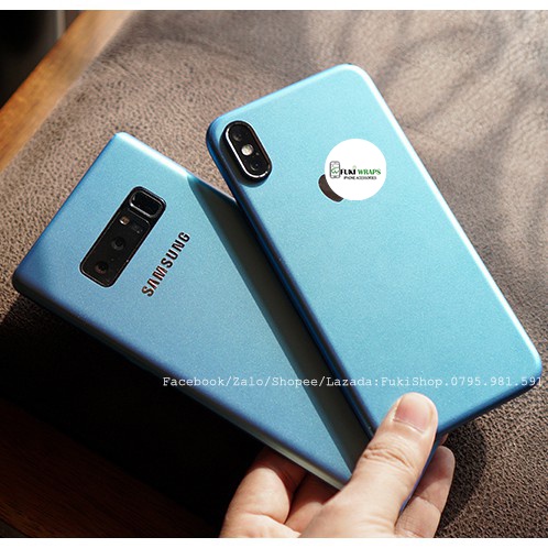 Tấm Dán Skin Glossy Light Blue Xanh FULL VIỀN Cho 5 6 7 8 6plus 7plus 8plus X XS XR XSMAX 11 PRO MAX 12 PRO MAX