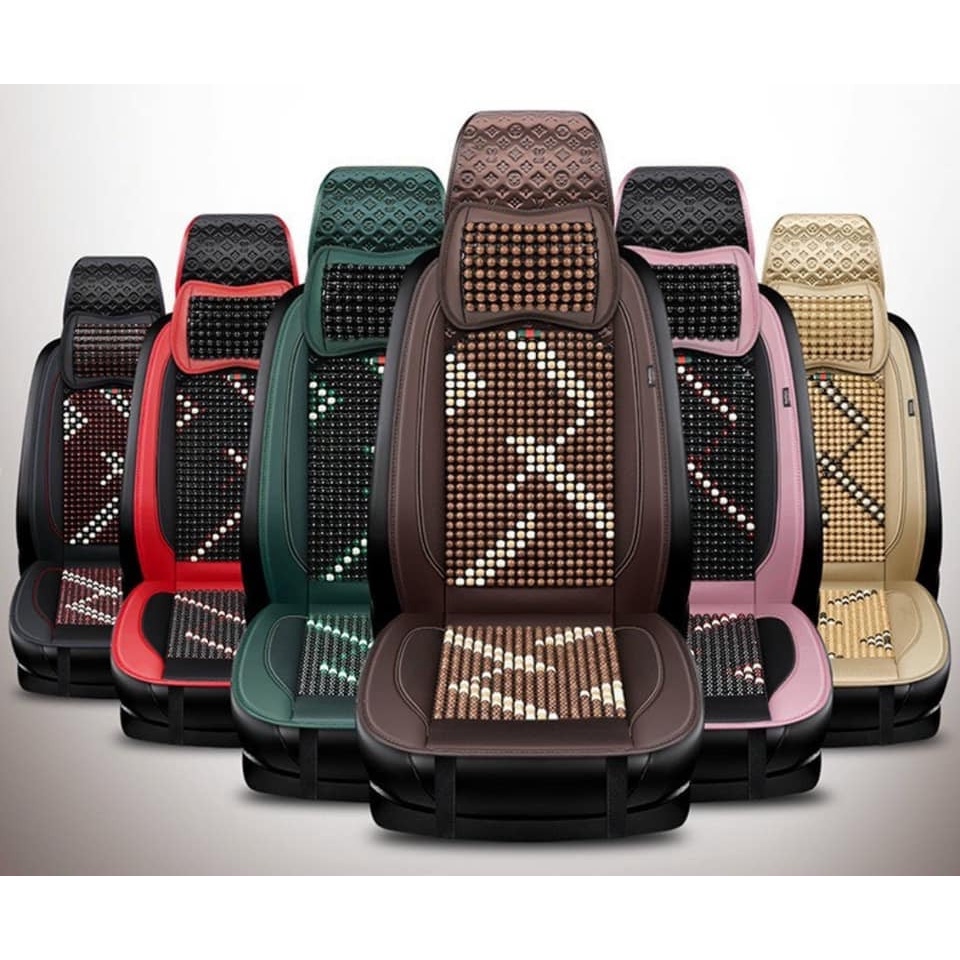 Lót ghế tựa lưng hạt gỗ ô tô, xe hơi hoa văn, chống nóng massage 🍁Cao Cấp - Hàng Xịn🍁