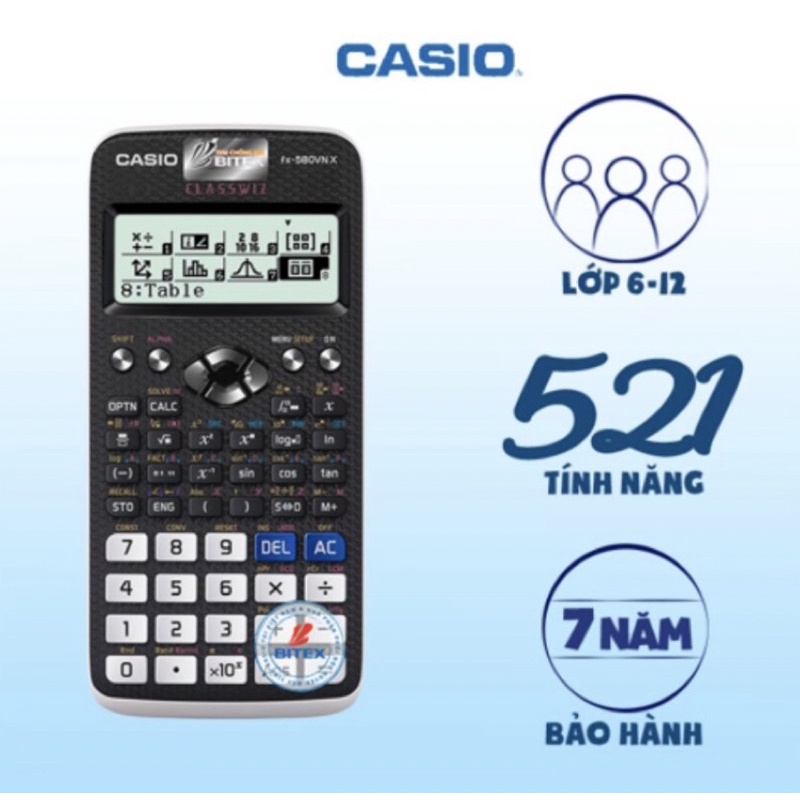 Máy Tính Casio FX-580VN X | BH 7 Năm | Phân Phối Bởi Bitex-Hàng Chính Hãng