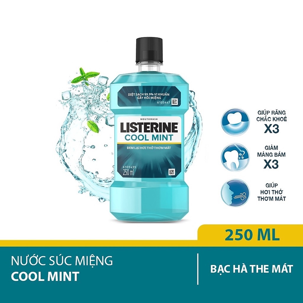 Nước Súc Miệng Bạc Hà Listerine Coolmint 250ml, 100ml