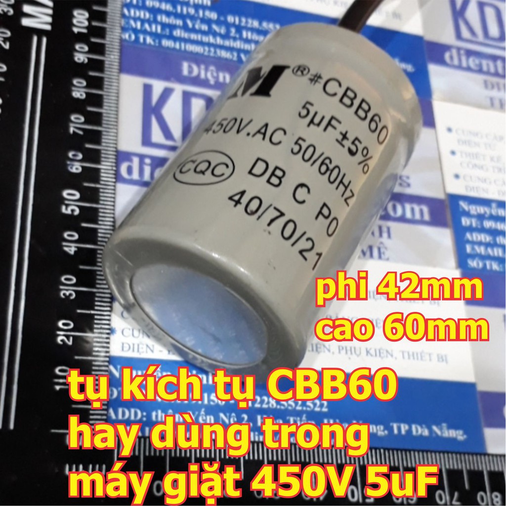 tụ điện tụ kích tụ CBB60 hay dùng trong máy giặt 450V 4uF ~ 50uF kde6301