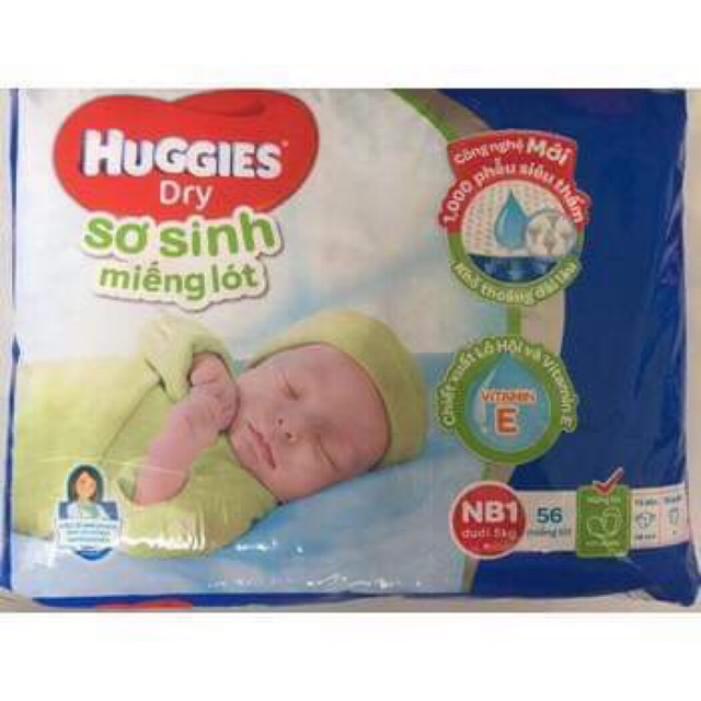 MIẾNG LÓT SƠ SINH HUGGIES DRY NEWBON 1  56 MIẾNG