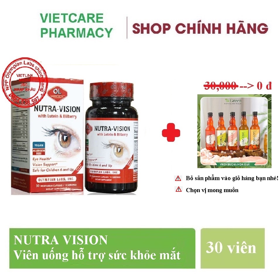 NUTRA VISION - Hỗ trợ thị lực, cho đôi mắt khỏe đẹp (NK Olympian Labs USA) hộp 30 viên