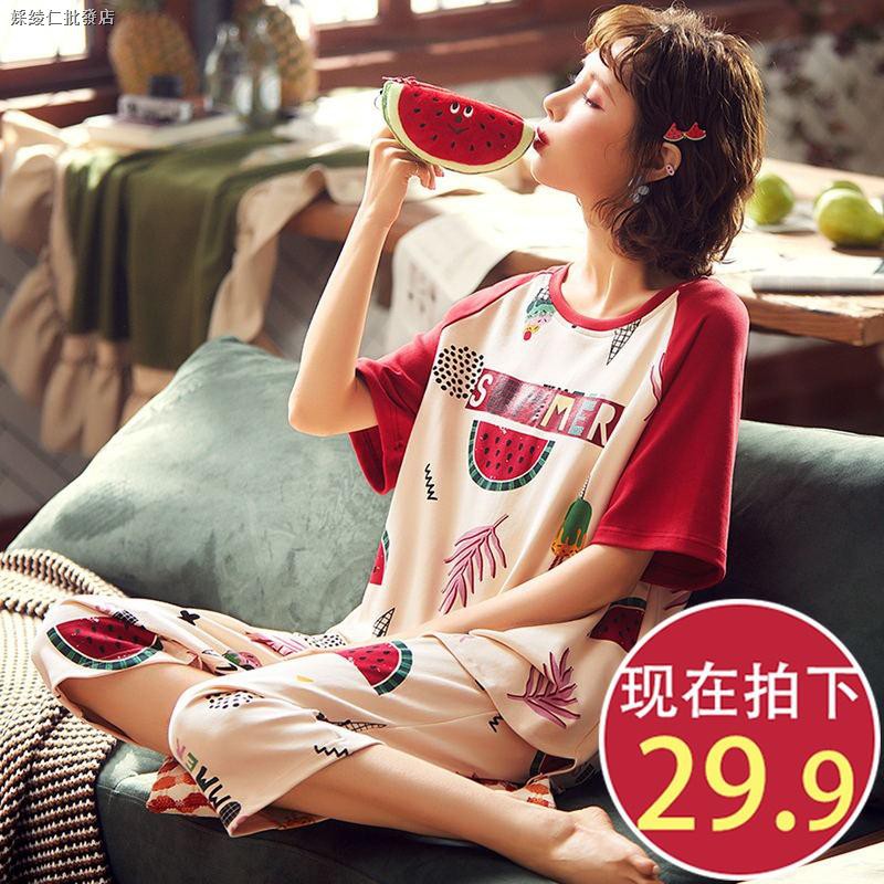 Bộ Đồ Ngủ Cotton Tay Ngắn Thời Trang Xuân Thu Cho Nữ | BigBuy360 - bigbuy360.vn