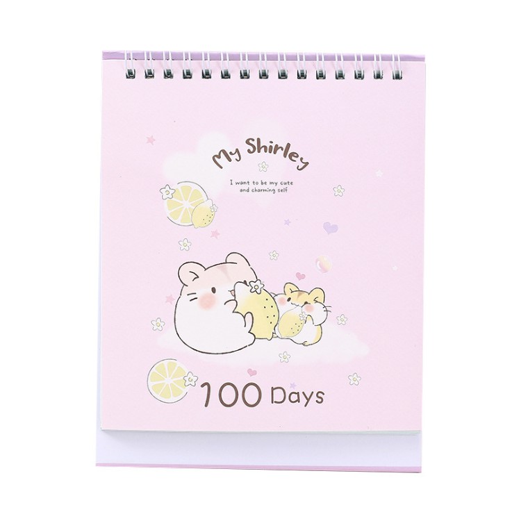 Sổ Kế Hoạch Lò Xo 100 Ngày - 100 Days Daily Planner Notebooks -Chuột Hamster (19 x 15 cm)