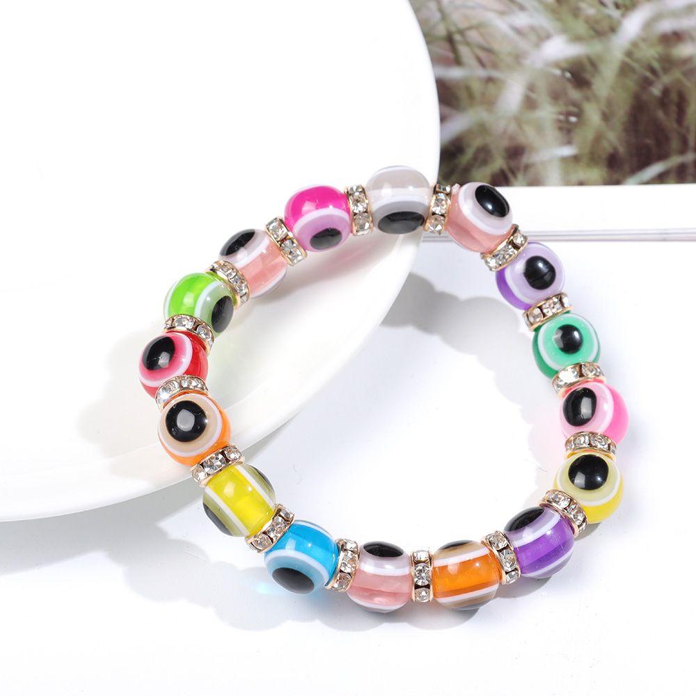 Vòng Đeo Tay Chuỗi Hạt Co Giãn Phối Mặt Hình Con Mắt Quỷ Làm Thủ Công Thời Trang Phong Cách Bohemian Cho Nữ