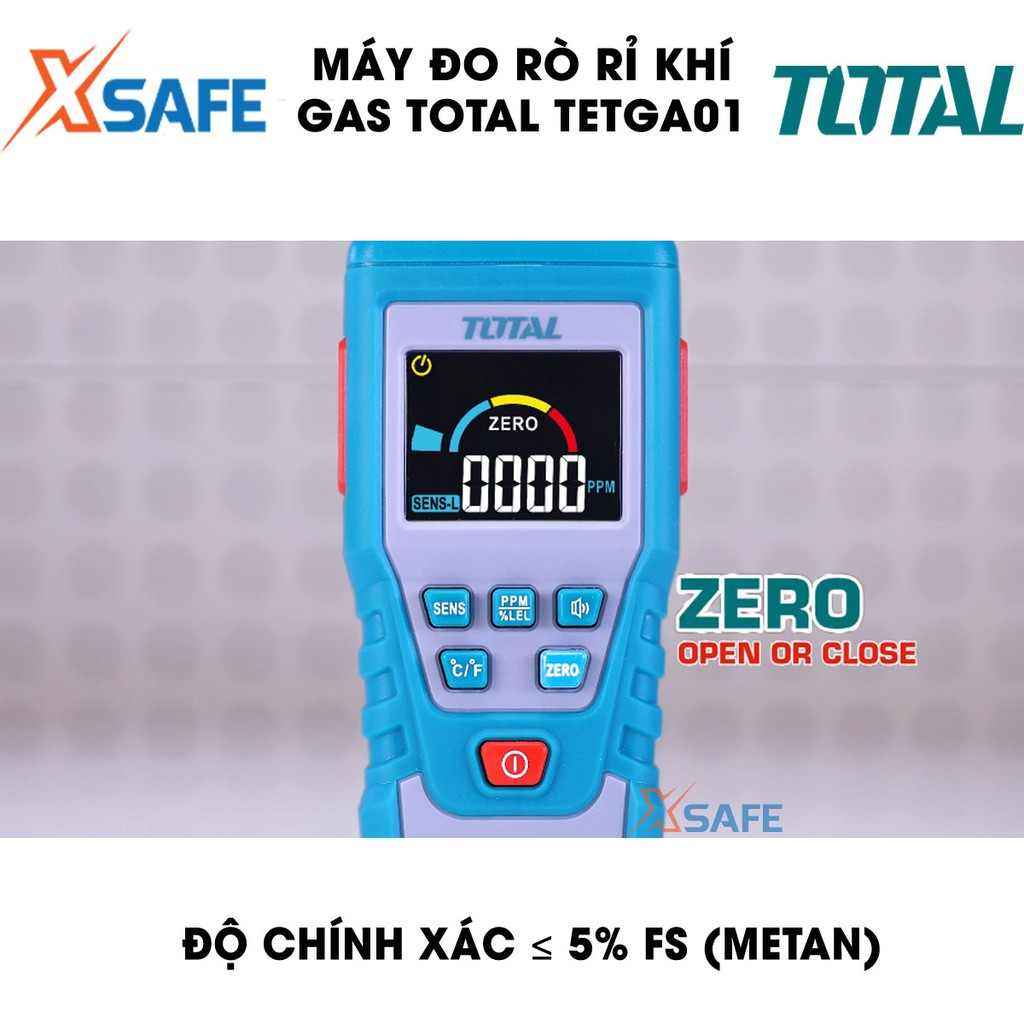 Máy đo rò rỉ khí Gas kỹ thuật số TOTAL TETGA01 màn hình LCD Thiết bị kiểm tra rò rỉ khí ga Phát hiện ngay trong 2s