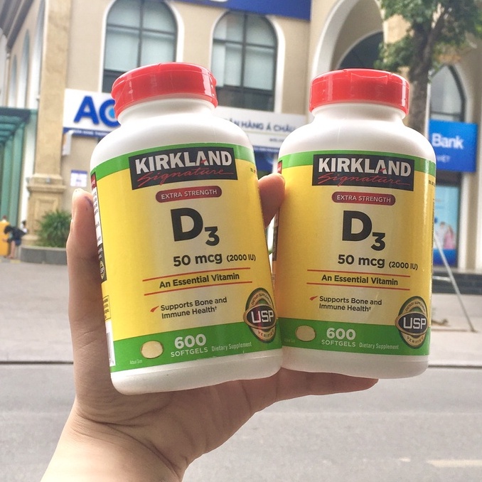 Viên uống Vitamin D3 Kirkland Extra Strength D3 2000IU 50mcg lọ 600v - Mỹ