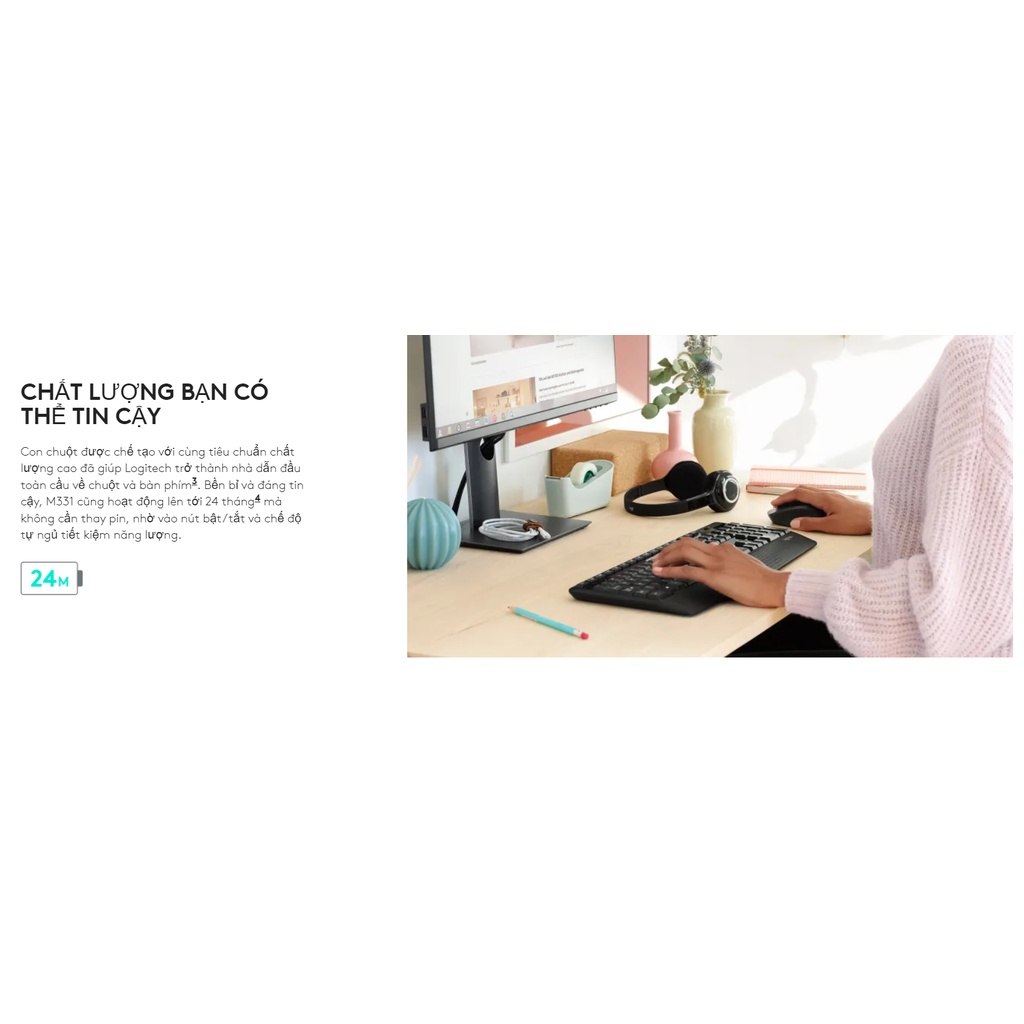 Chuột Không Dây Logitech M331 SILENT | Chính Hãng Logitech | Bảo Hành 12 TH | Mia Store