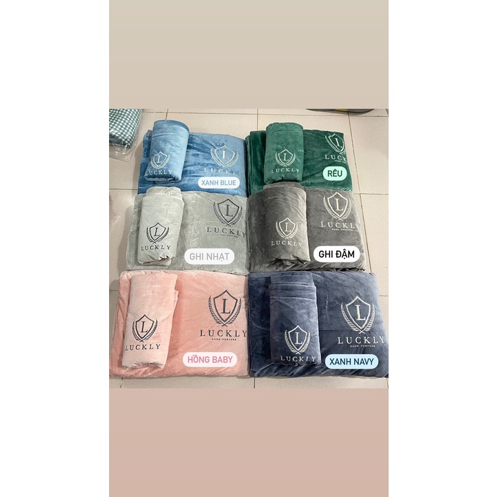 Bộ chăn ga gối nỉ nhung, ga gối nỉ mịn Lucky hàng nhập cao cấp, bộ 4 món vỏ chăn ga và vỏ gối đủ kích thước