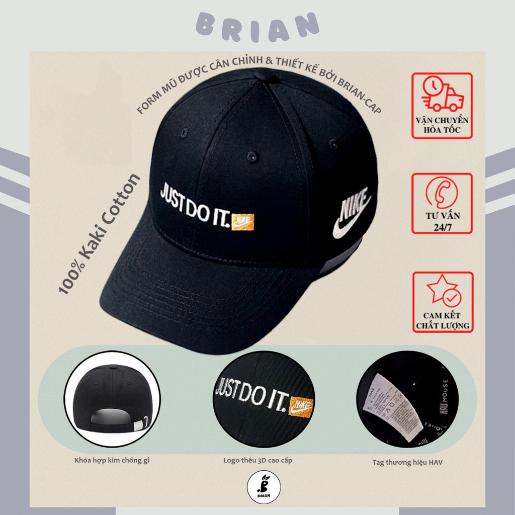 Mũ lưỡi trai, nón kết Just do it đen logo cao cấp, hàng thiết kế xuất khẩu, dành cho mọi lứa tuổi cả nam và nữ.
