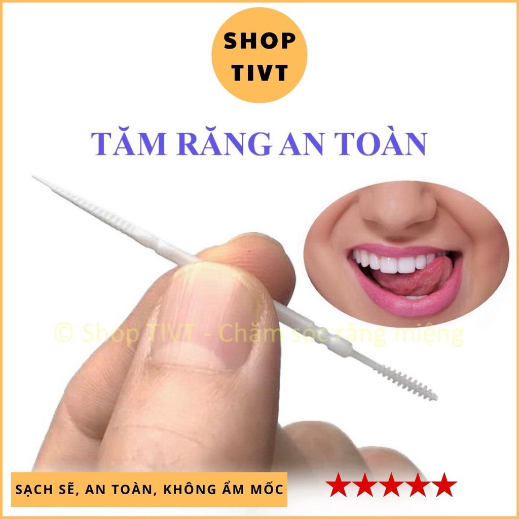 Gói 50-200 tăm xỉa răng loại mới bằng nhựa nguyên sinh thanh mảnh, dẻo dai, an toàn, vệ sinh, làm sạch răng sau ăn-TIVT
