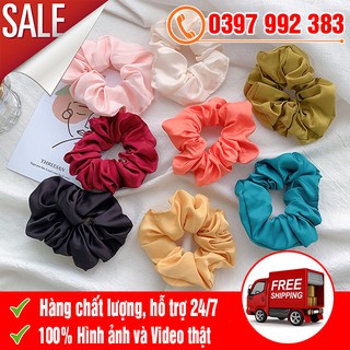 [MIỄN PHÍ SHIP] Dây Buộc Tóc Vải Phi Bóng Màu Trơn - Cột Tóc Scunchies Vải Nữ Tính Hàn Quốc
