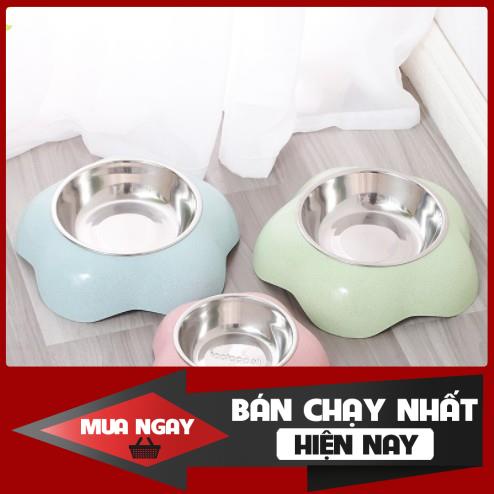 BÁT ĂN NHỰA INOX HÌNH BÔNG HOA CHO CHÓ MÈO THÚ CƯNG - KHAY ĐỰNG THỨC ĂN 0