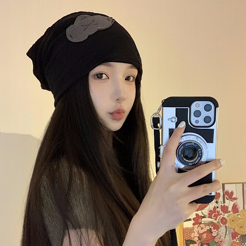 Mũ Trùm Đầu Che Phủ Mặt Dáng Rộng Màu Trơn Phong Cách Hàn Quốc Dành Cho Nữ