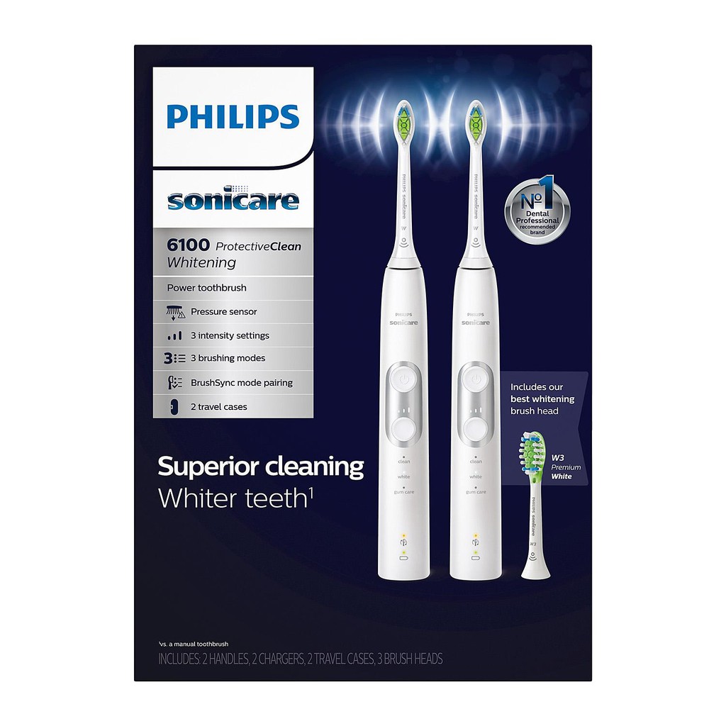 Bàn chải điện Philips Sonicare ProtectiveClean 6100, 6300 [Hàng Mỹ]