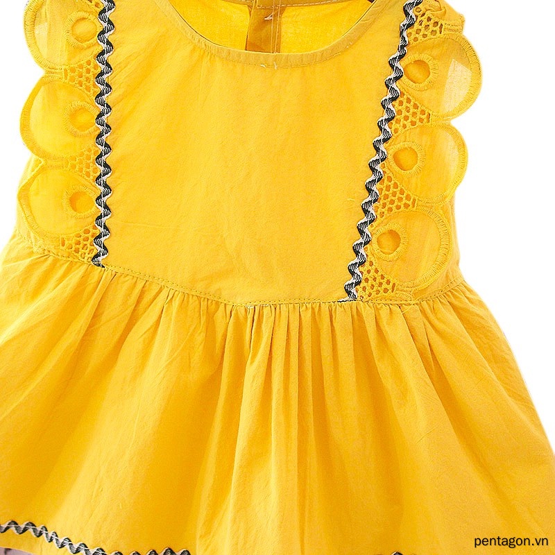 Đầm Không Tay Bằng Cotton Phối Ren Thời Trang Mùa Hè Cho Bé Gái