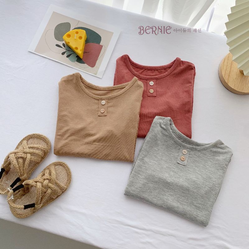 Áo cotton dài tay cổ tròn unisex cho bé, áo thu đông mềm mịn