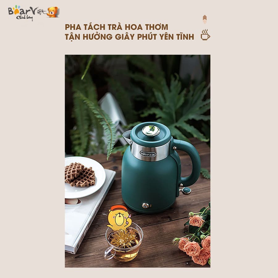 Ấm Siêu Tốc Bear 1,5 Lít - ZDH-C15C1, Công nghệ nhiệt Strix, Lõi ấm inox 304, Công suất 1500W - Bảo hành 12 tháng