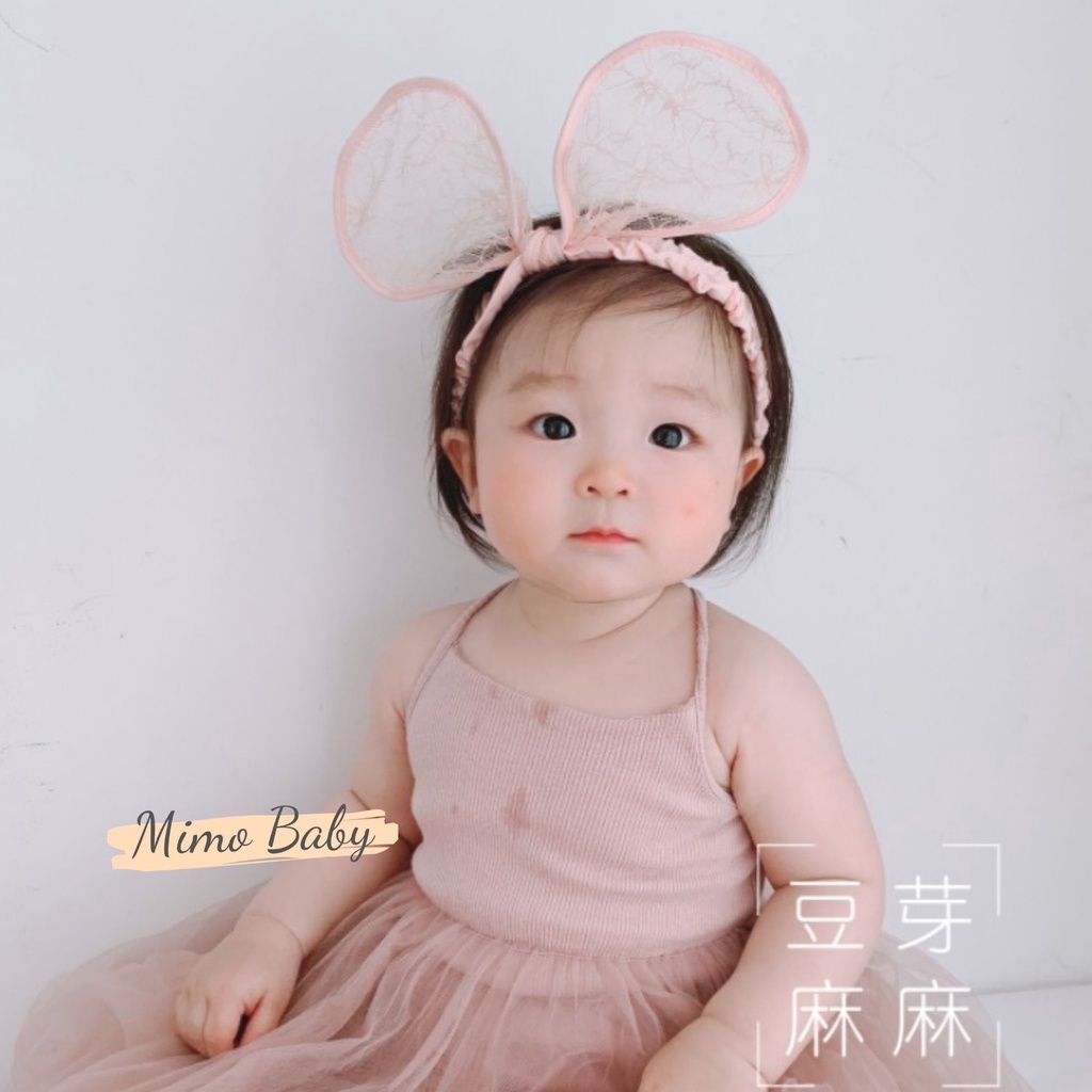 Băng đô turban tai thỏ ren bản lớn đáng yêu cho bé Mimo Baby BD31