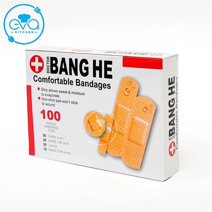 Hộp 100 Miếng Băng Keo Cá Nhân Dán Vết Thương 4 Size Tiện Lợi  Comfortable Bandages