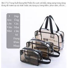 SET 3 TÚI TRONG SUỐT ĐỰNG ĐỒ MỸ PHẨM ĐỒ DÙNG CÁ NHÂN