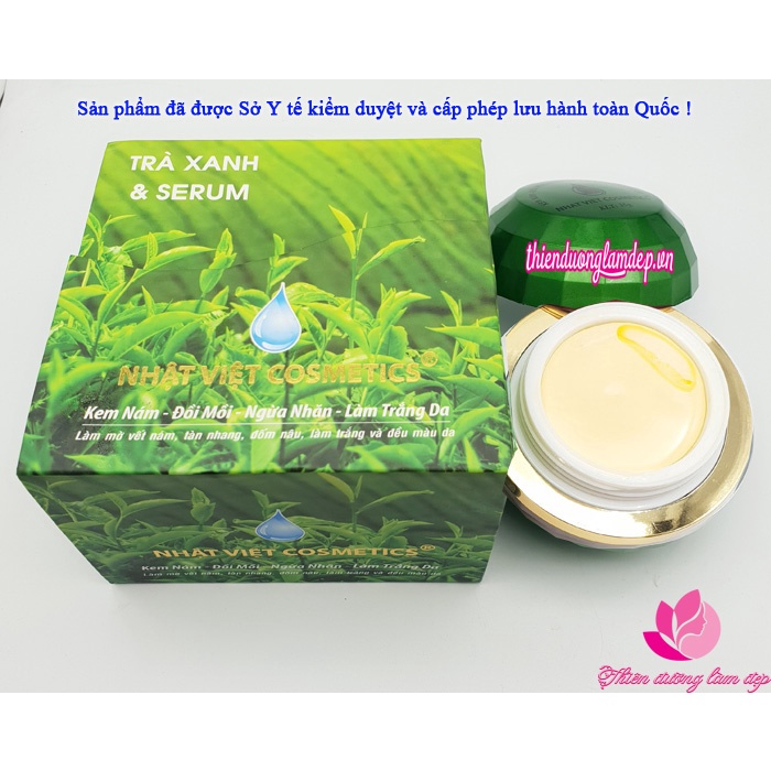 Kem Nám, Đồi mồi, Ngừa nhăn, Làm trắng da Trà xanh và Serum NHẬT VIỆT COSMETICS - 35g