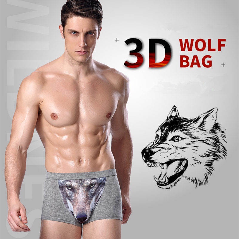 Set 4 Quần Lót Boxer 4 Trong 1 In Hình Sói Cho Nam