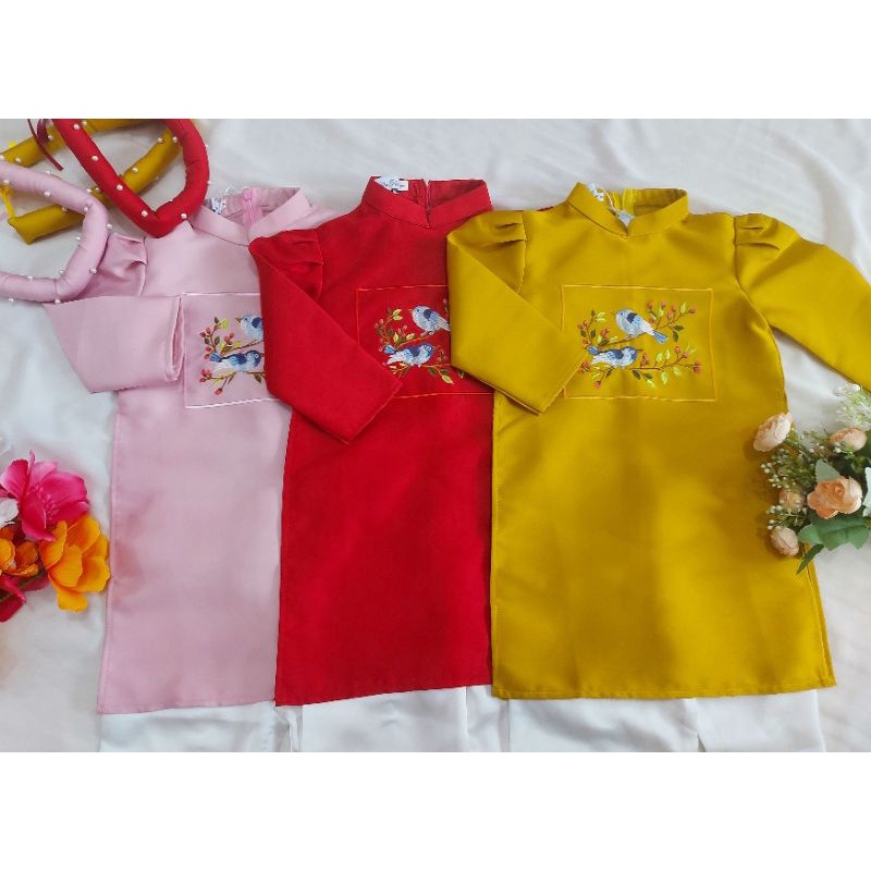 🥰 Sét áo dài bé gái chất tapta  cao cấp đẹp họa tiết thêu sắc nét hàng thiết kế | BigBuy360 - bigbuy360.vn