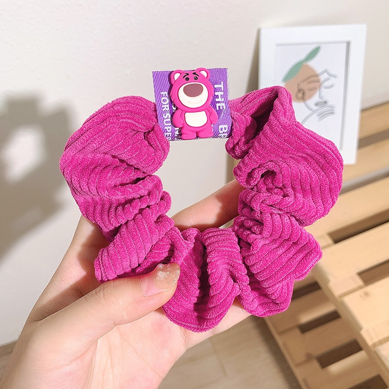 Dây Cột Tóc Cao Su Co Giãn Hình Gấu Và Dâu Tây Dễ Thương Phong Cách Hàn Quốc Cho Nữ