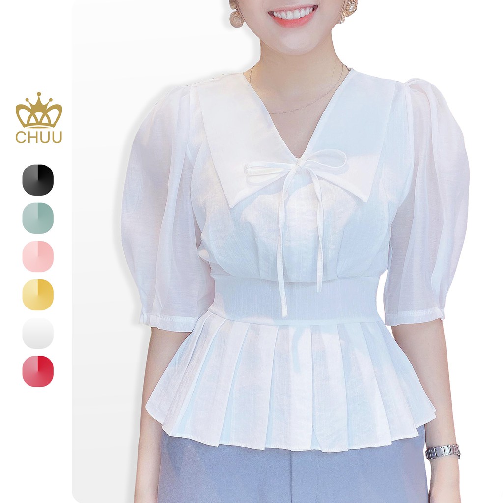 Áo sơ mi peplum công sở lưng thun che bụng CHUU A5559