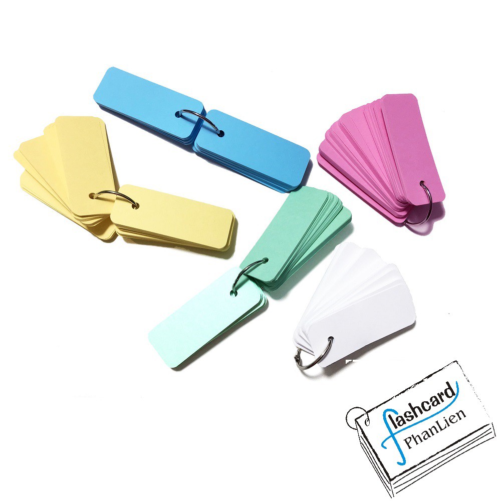 Lựa màu - Mua 5 tặng 1 - Flashcard trắng 5 màu bo góc 3x8cm