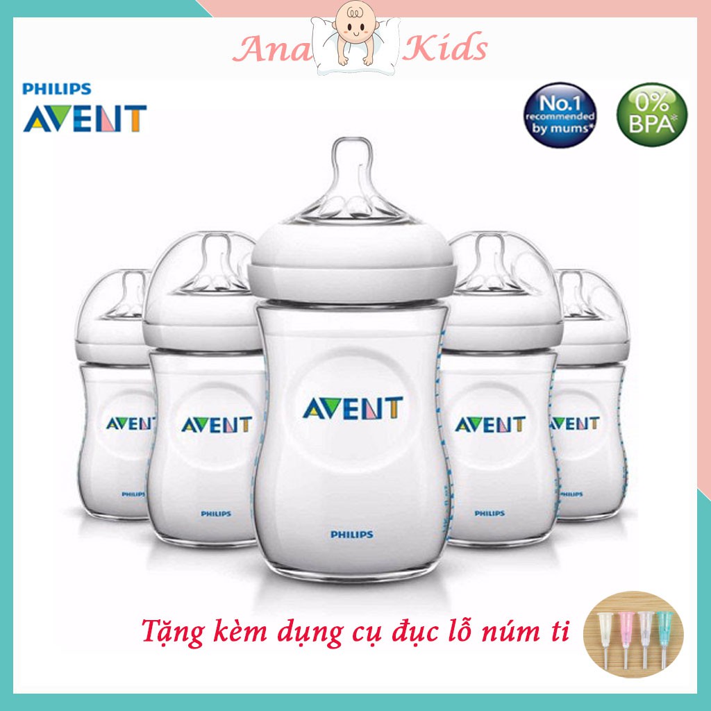 Bình sữa  Avent Natunal cổ rộng 60-125-260-330ml, đủ size núm từ số 1 - 5