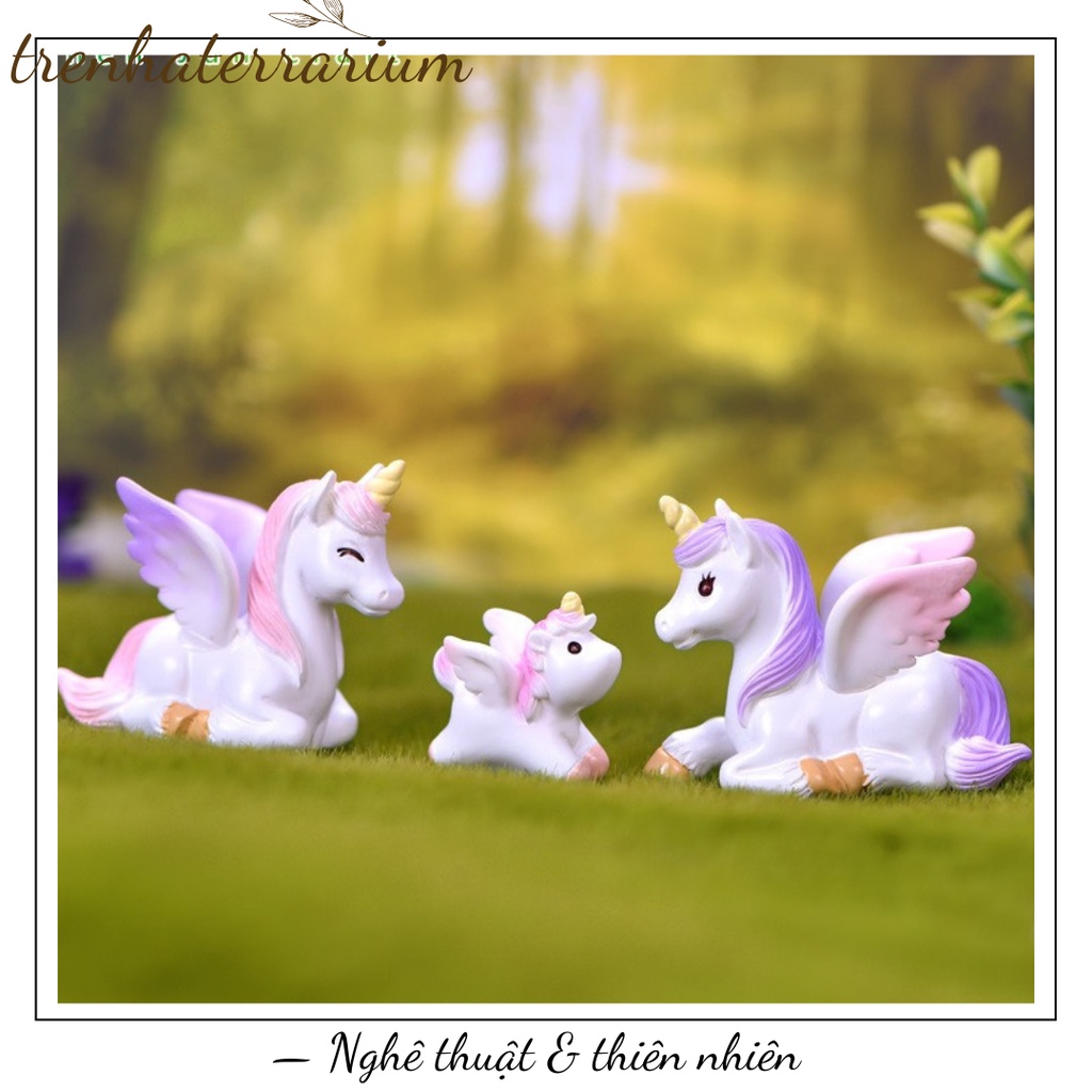 Tiểu cảnh gia đình kỳ lân dễ thương trang trí vi cảnh, bonsai, terrarium
