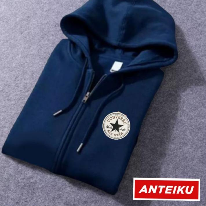 Áo Khoác HOODIE CONVERSE Phối Khoá Kéo Màu Bạc Cho Nam Và Nữ | 1.1 F⚡Ash | | Không chắc chắn