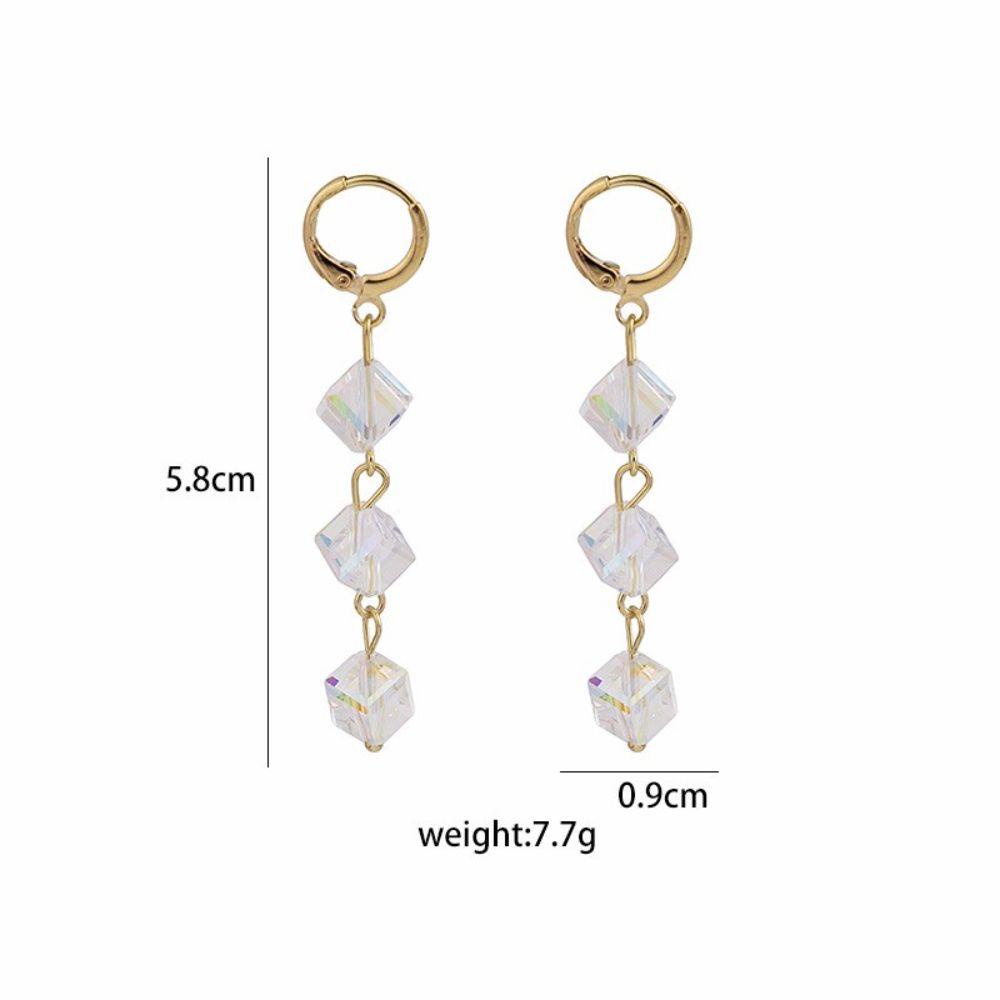 Khuyên Tai Dáng Dài Đính Nơ Hình Vuông Sang Trọng|Khuyên Tai Phong Cách Hàn Quốc