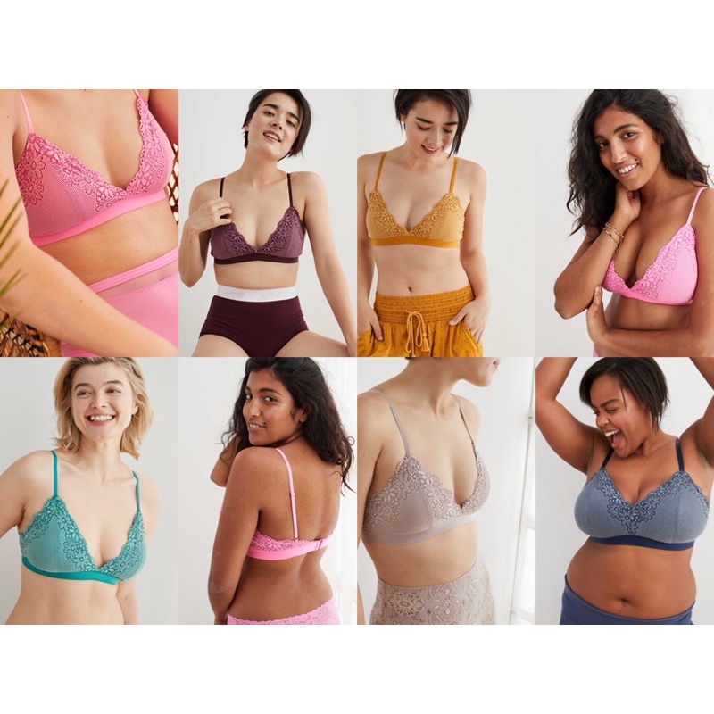 Áo Ngực Áo Lót Nữ Aerie Bralette Ren Không Gọng Xuất Khẩu Siêu Bền Có Khe Thêm Mút Đẹp XS S M L XL