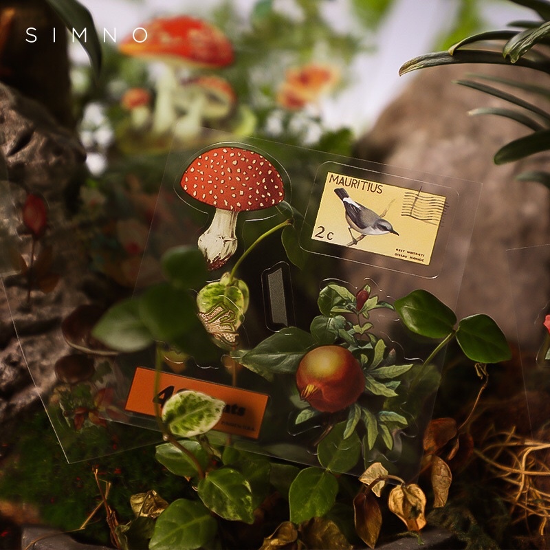 Hộp 100 tờ stickers PET PVC không trùng mẫu không thấm nước phong cách cổ điển và dễ thương