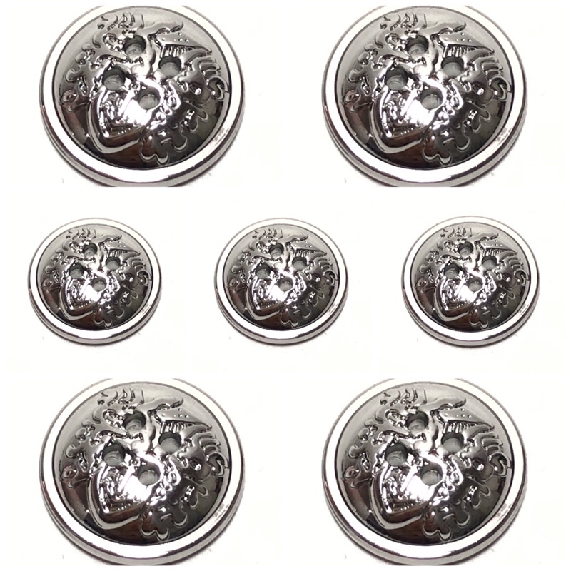 10 cái - Nút Áo size lớn 2cm nhựa giả kim loại họa tiết siêu đẹp, trắng sáng bóng