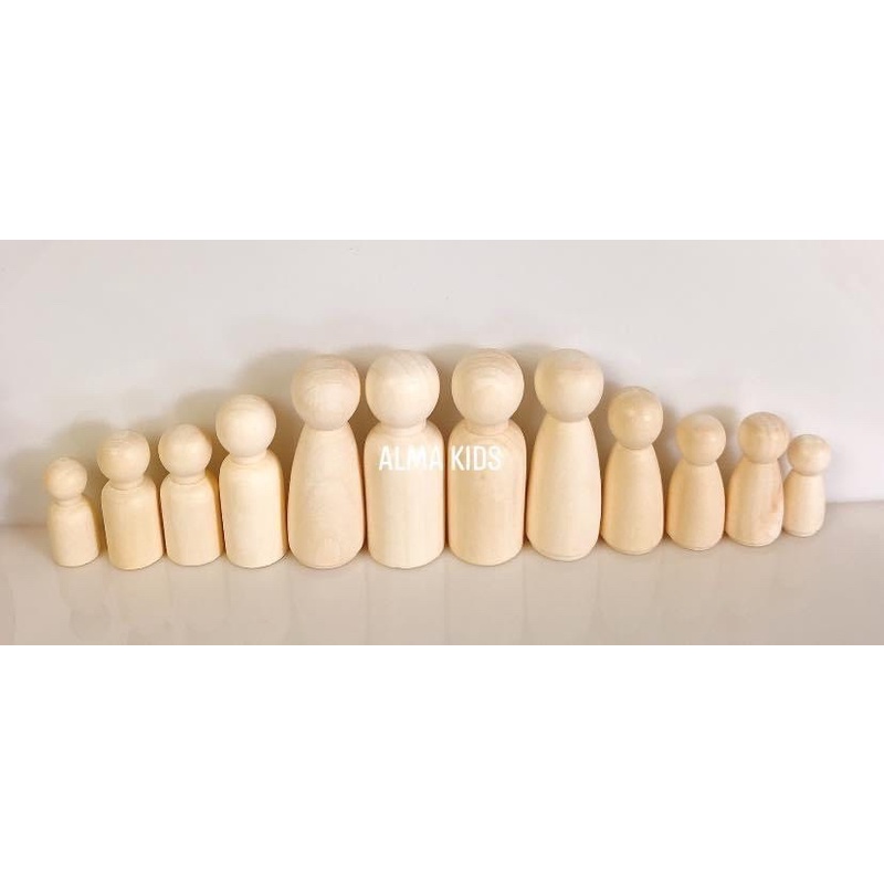 Búp Bê Gỗ Tự Vẽ Đủ Size Set 12 Búp Bê Gỗ Người Gỗ Đồ Chơi Búp Bê Cho Bé