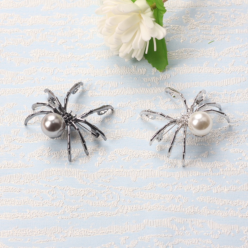 Ghim Cài Áo Hình Nhện Đen Đính Ngọc Trai Thời Trang Hàn Quốc