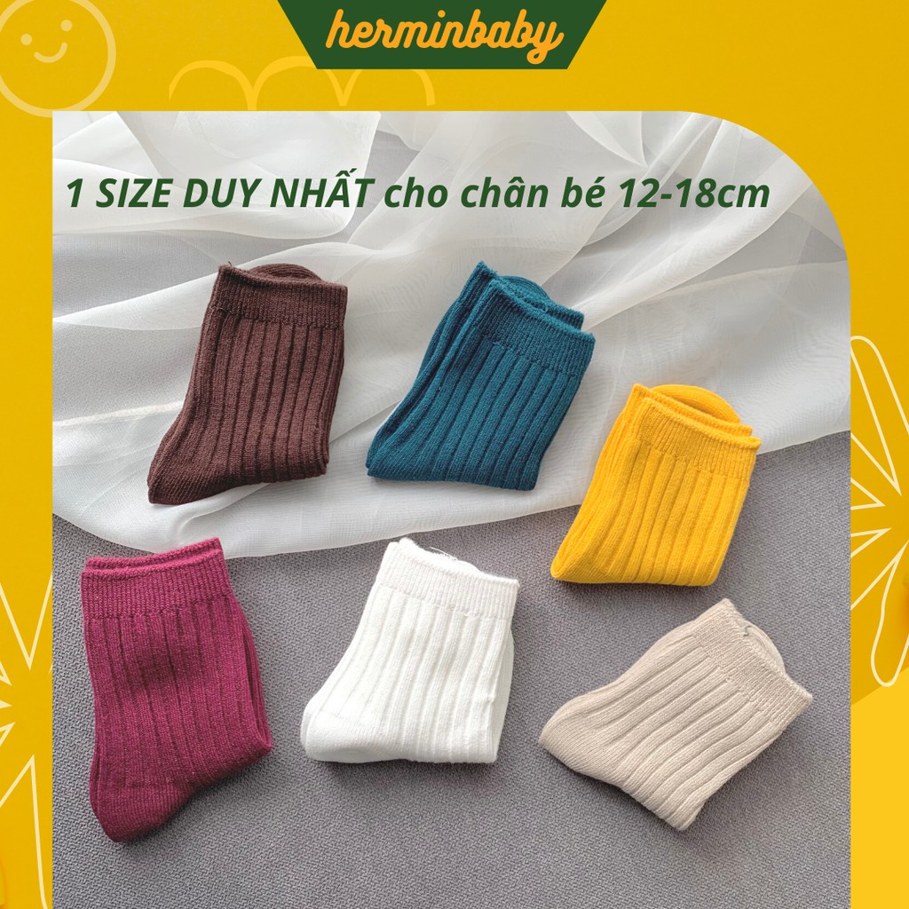 Tất cho bé ngắn cổ nhiều màu 100% len cotton dệt sơi phong cách Hàn Quốc dễ thương