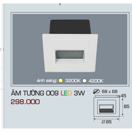 Đèn âm chân cầu thang 3W anfaco