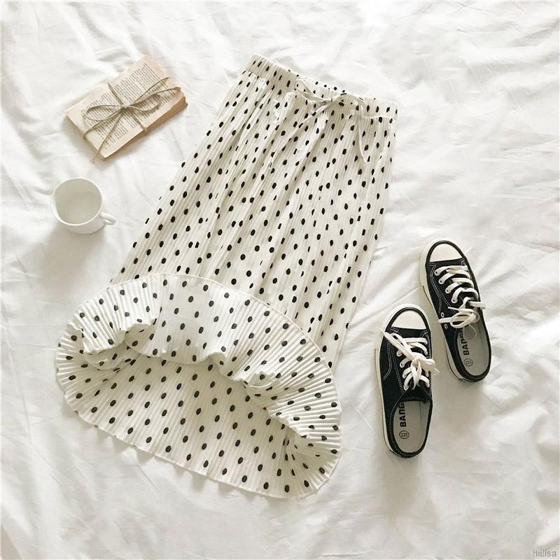 Chân váy dài họa tiết chấm bi thời trang cho nữ | BigBuy360 - bigbuy360.vn