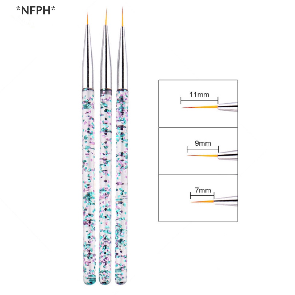 [Hàng mới về] Set 3 cọ vẽ móng acrylic kẻ sọc kiểu Pháp 3d siêu mảnh bán chạy