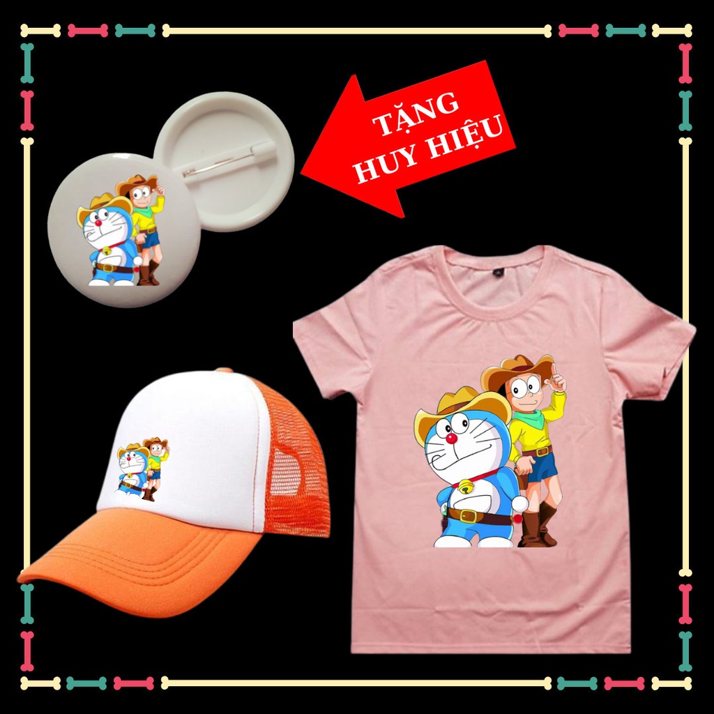 Combo Áo Mũ Doremon cho bé trai bé gái- Tặng ngay 1 HUY HIỆU Doremon dễ thương.