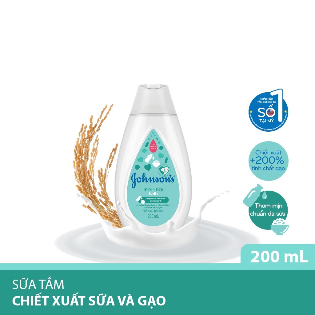 Sữa tắm cho trẻ sơ sinh JOHNSON Baby Bath Sữa Gạo (200ml)